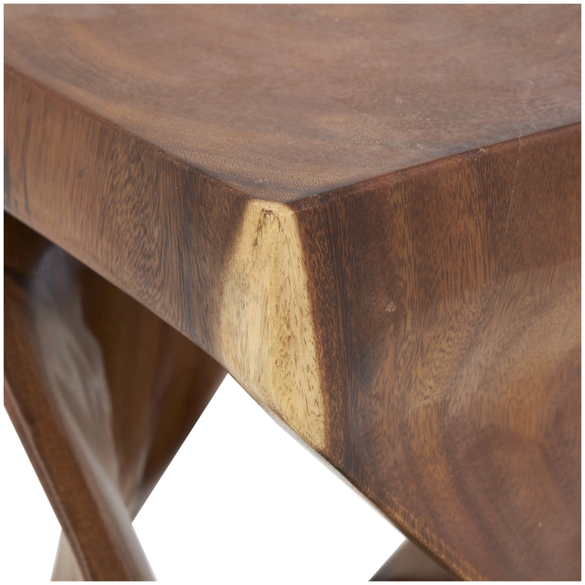 12" x 18" Brown Suar Wood Handmade Accent Table G301629