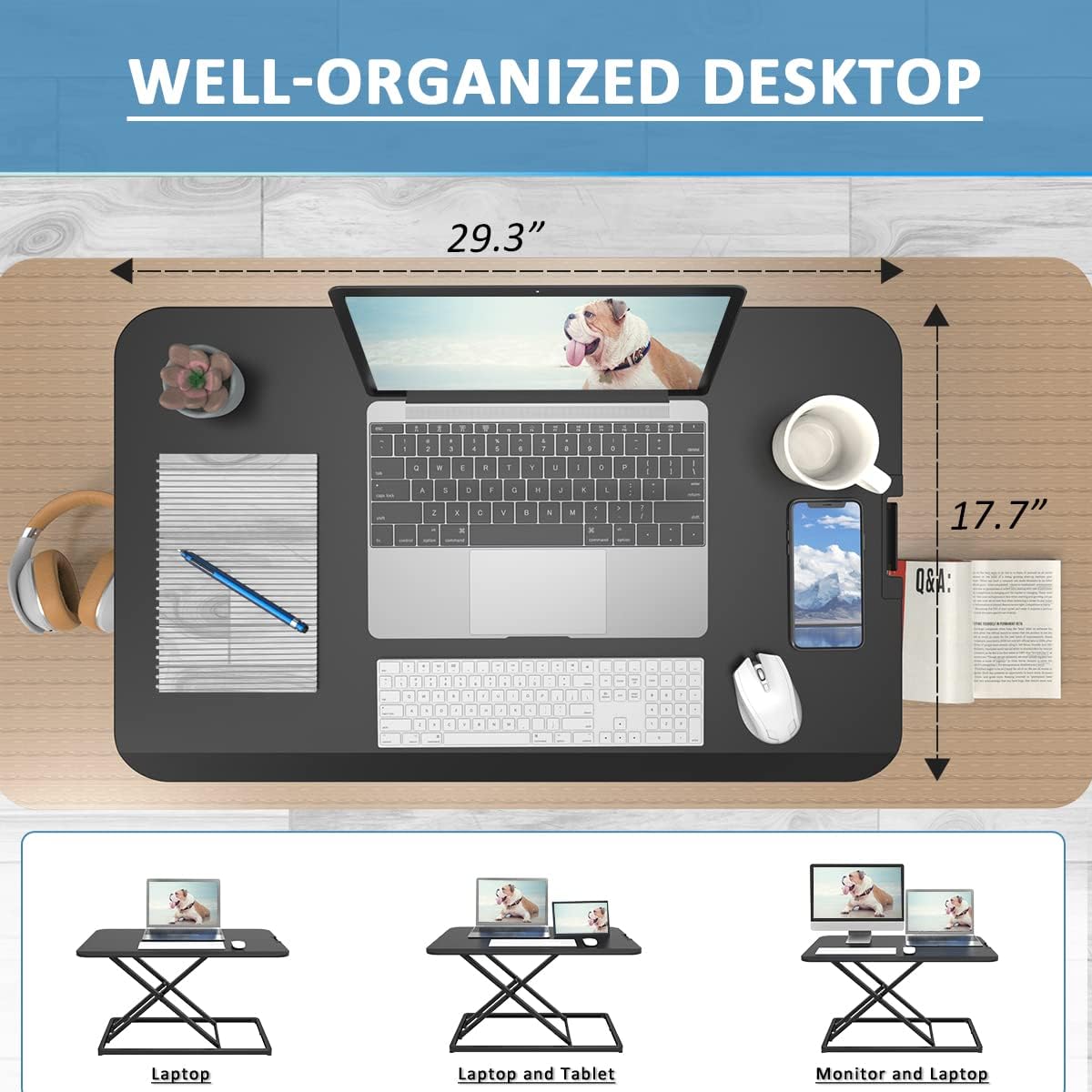 Compact Standing Desk Converter with Handle U6337