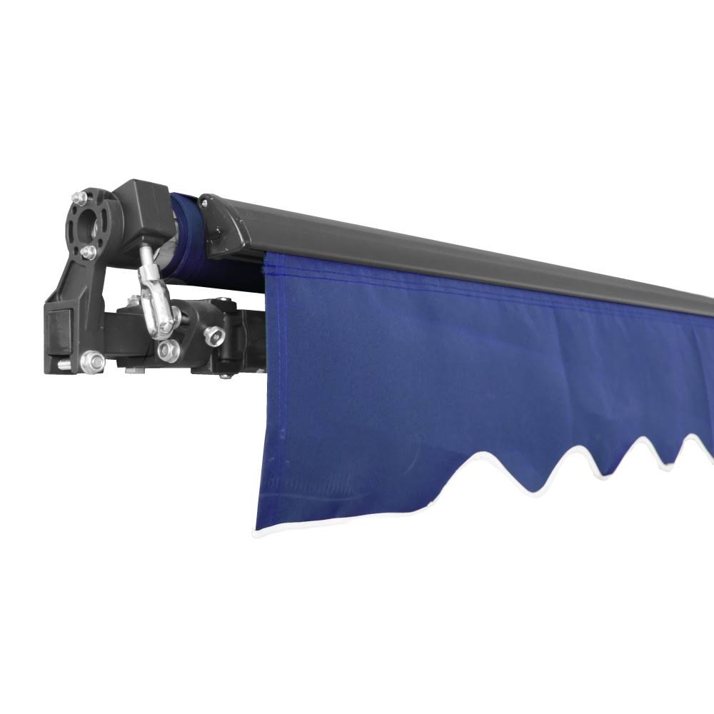 Black Frame Retractable Patio Canopy Awning Blue I969839