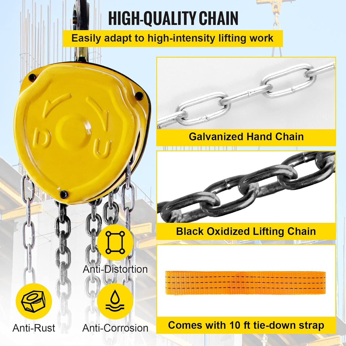 Yellow Pack of 2 Manual Chain Hoist S432704