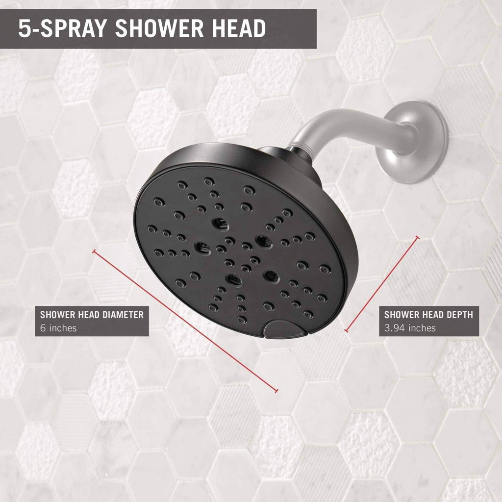 Matte Black 5-Setting Raincan Shower Head B61329
