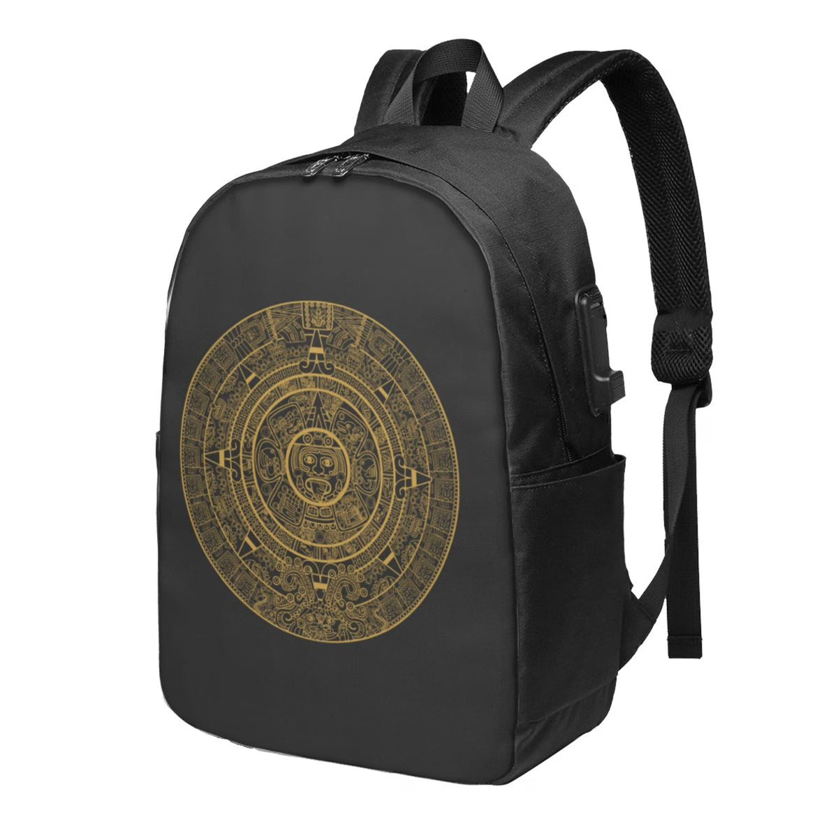 Golden Aztec Maya Calendar Prints Travel Laptop Backpack C924386
