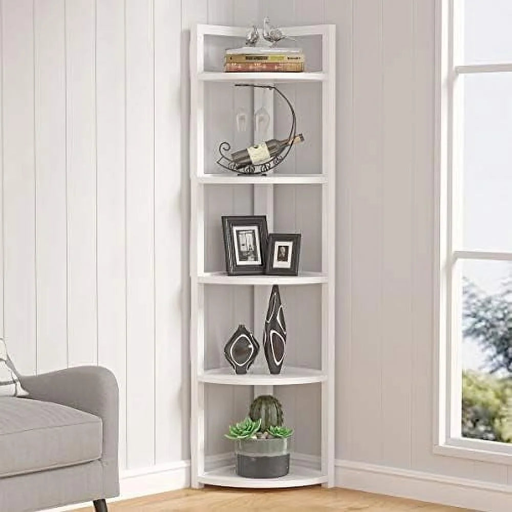 6 Tier 70.9 Inch Tall Corner Bookshelf Q3268