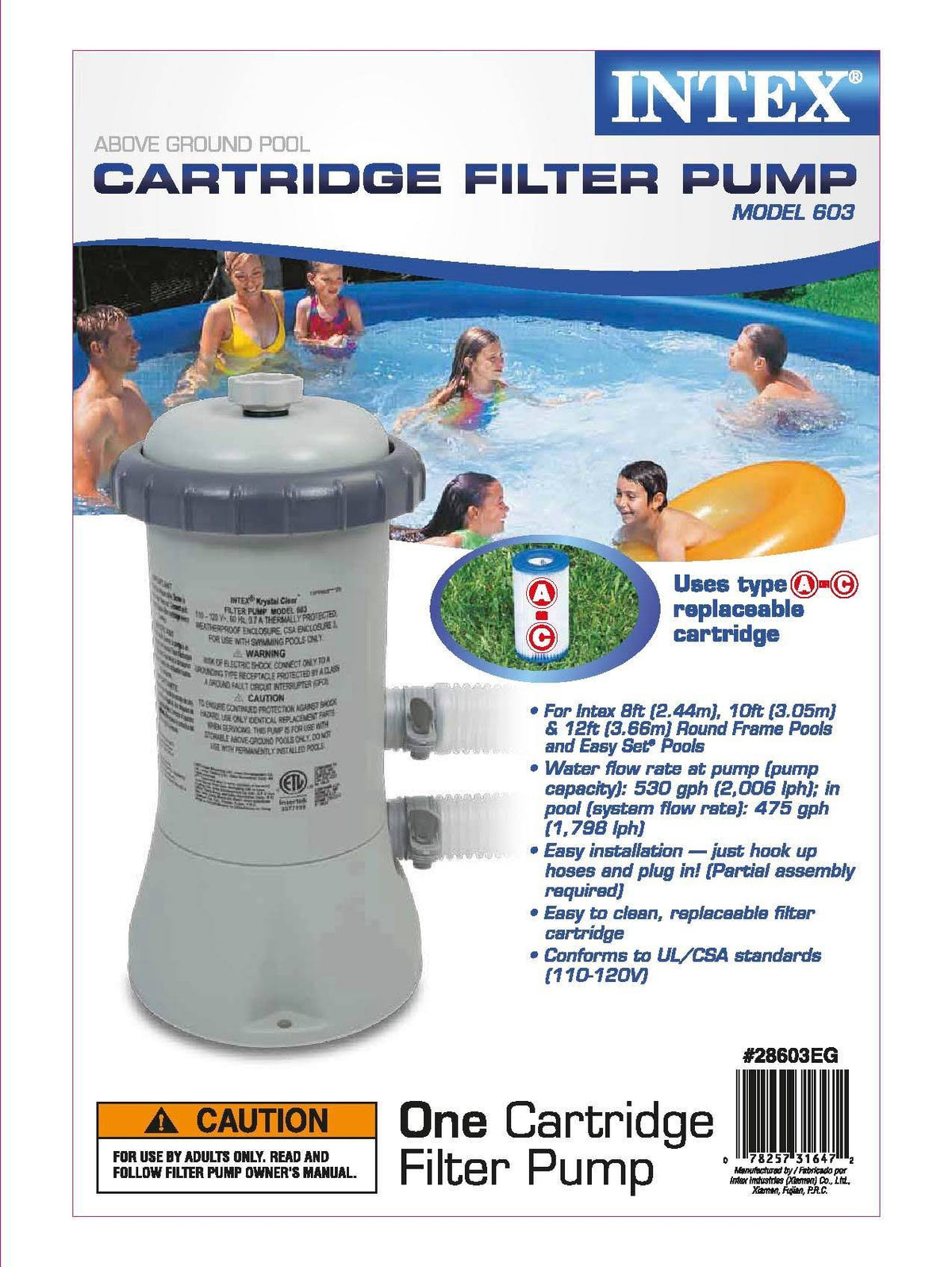 530 GPH Pool Cartridge Filter Pump (2 Pack) C967804
