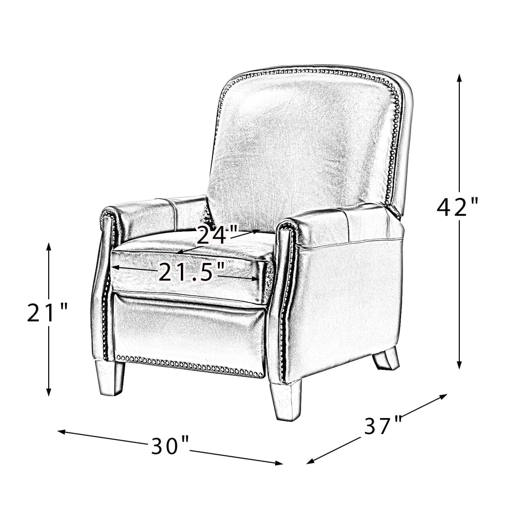 Navy Leather Recliner Armchair with Birch Wood Legs Z374533