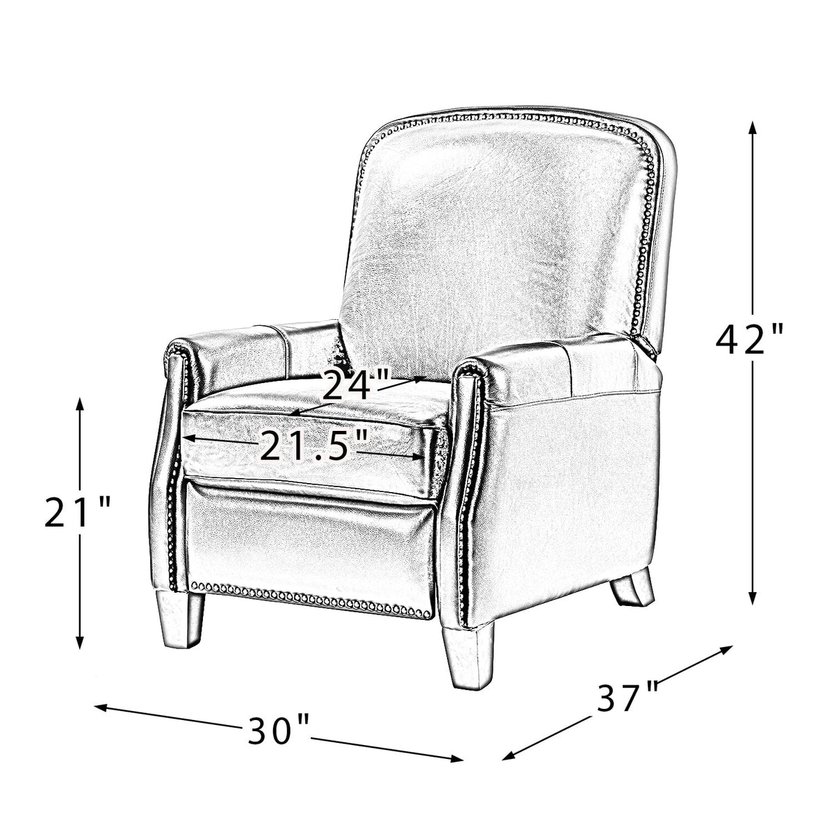 Navy Leather Recliner Armchair with Birch Wood Legs Z374533