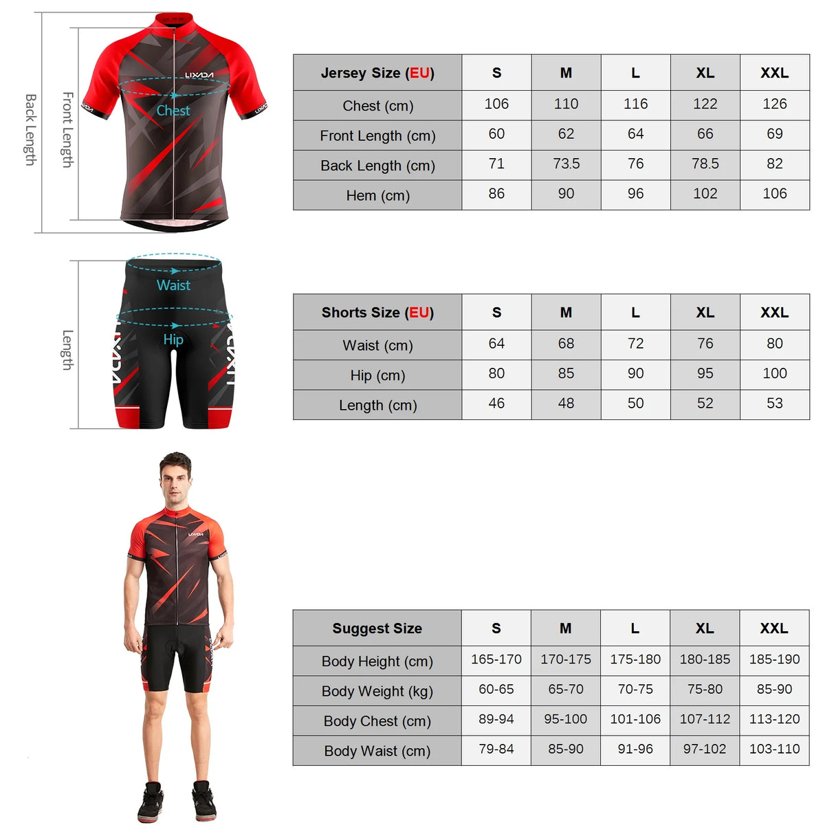 Breathable Cycling Jersey Short Sleeve Bike Shirt Padded Shorts MTB Suit M92515