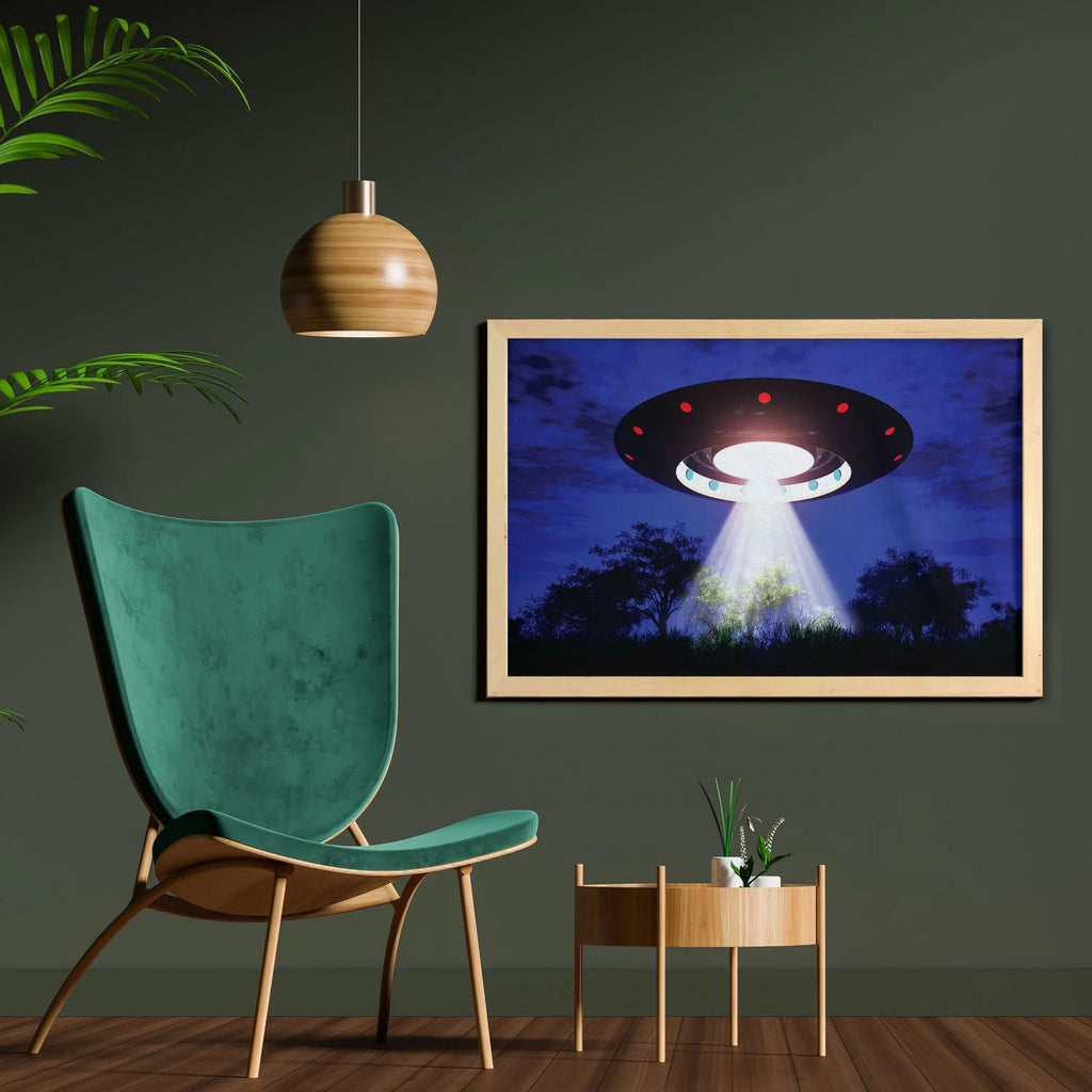 UFO Wall Art with Frame, Printed Fabric Poster, 35" x 23", Multicolor B81969