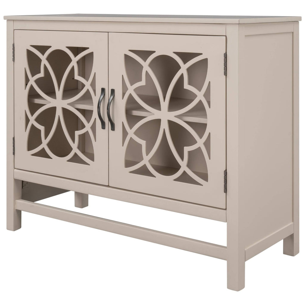 Cream White Wood Accent Sideboard Storage Cabinet with Doors and Shelf R574