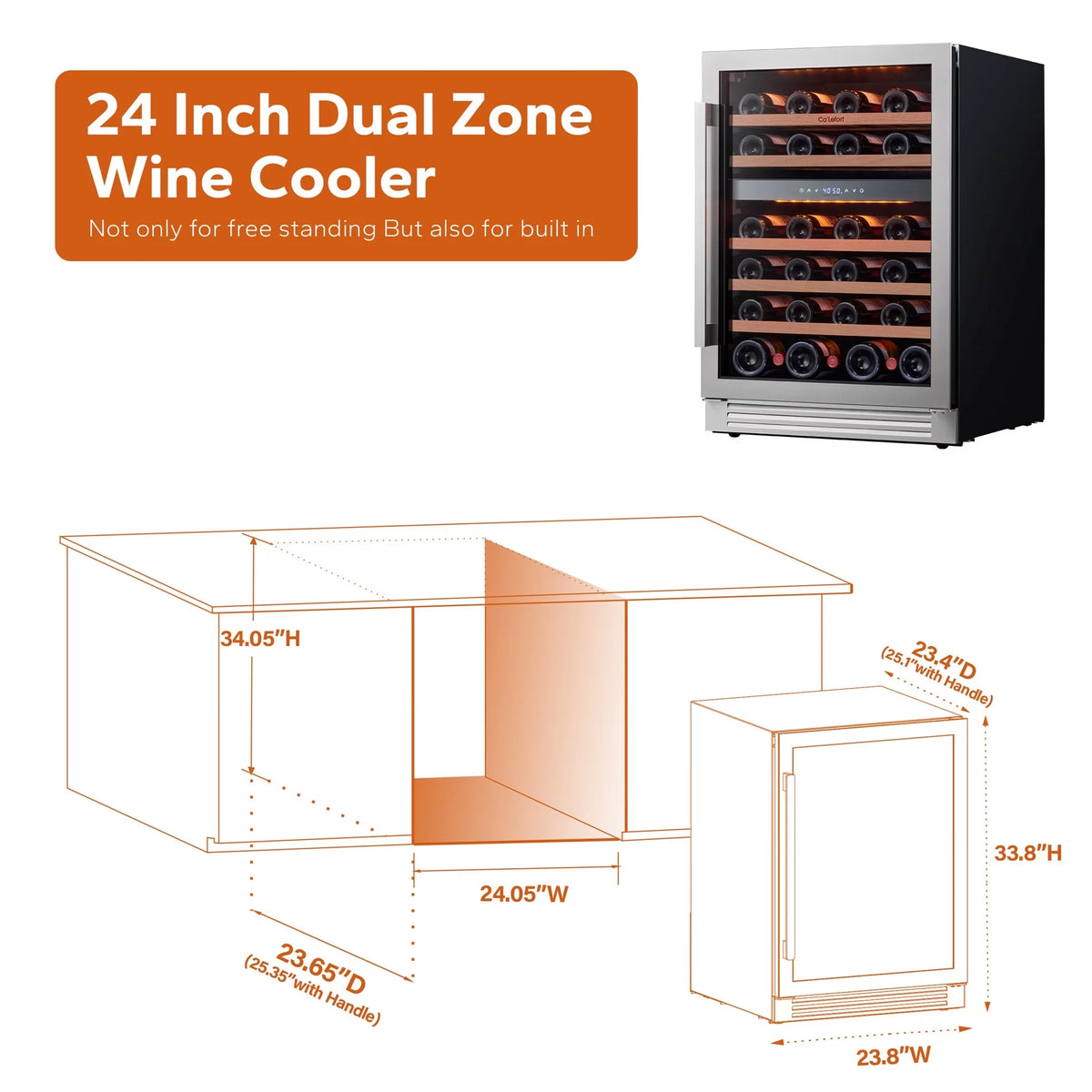 24 inch 46 Bottle Stainless Steel Wine Cooler Refrigerator W802567