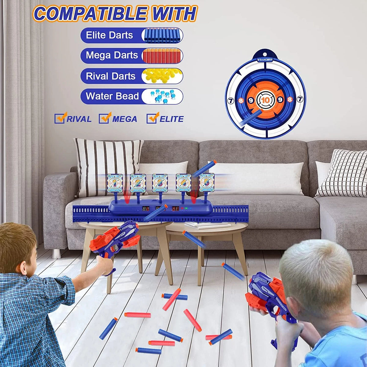 Electronic Auto-Reset Shooting Target Kit with Foam Darts U264