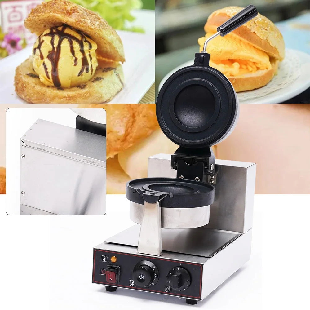 Electric Burger Waffle Maker Non Stick Panini Press Machine 1000W Single Head K5017