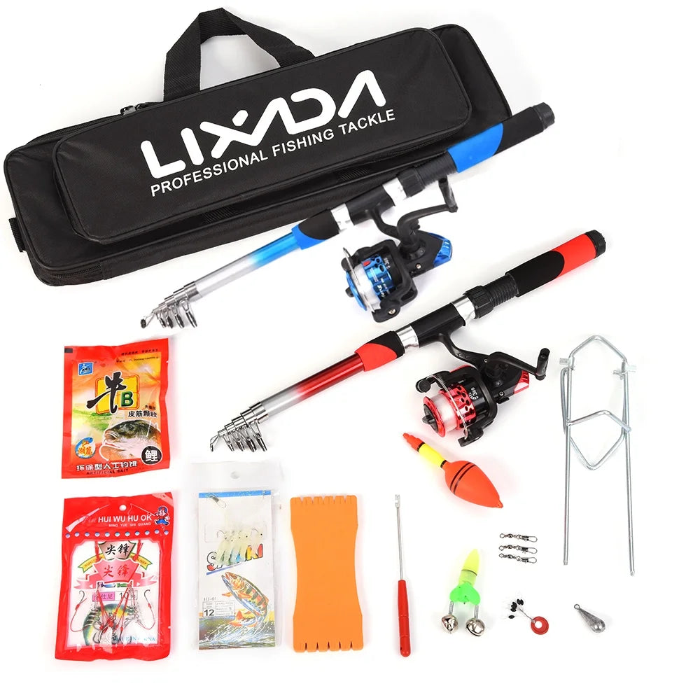 2.1m Telescopic Fishing Rods with 2PCS Reels Fishing Bag C361314