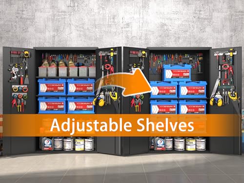 72 Inch Black Lockable Metal Storage Cabinet with Wheels N288