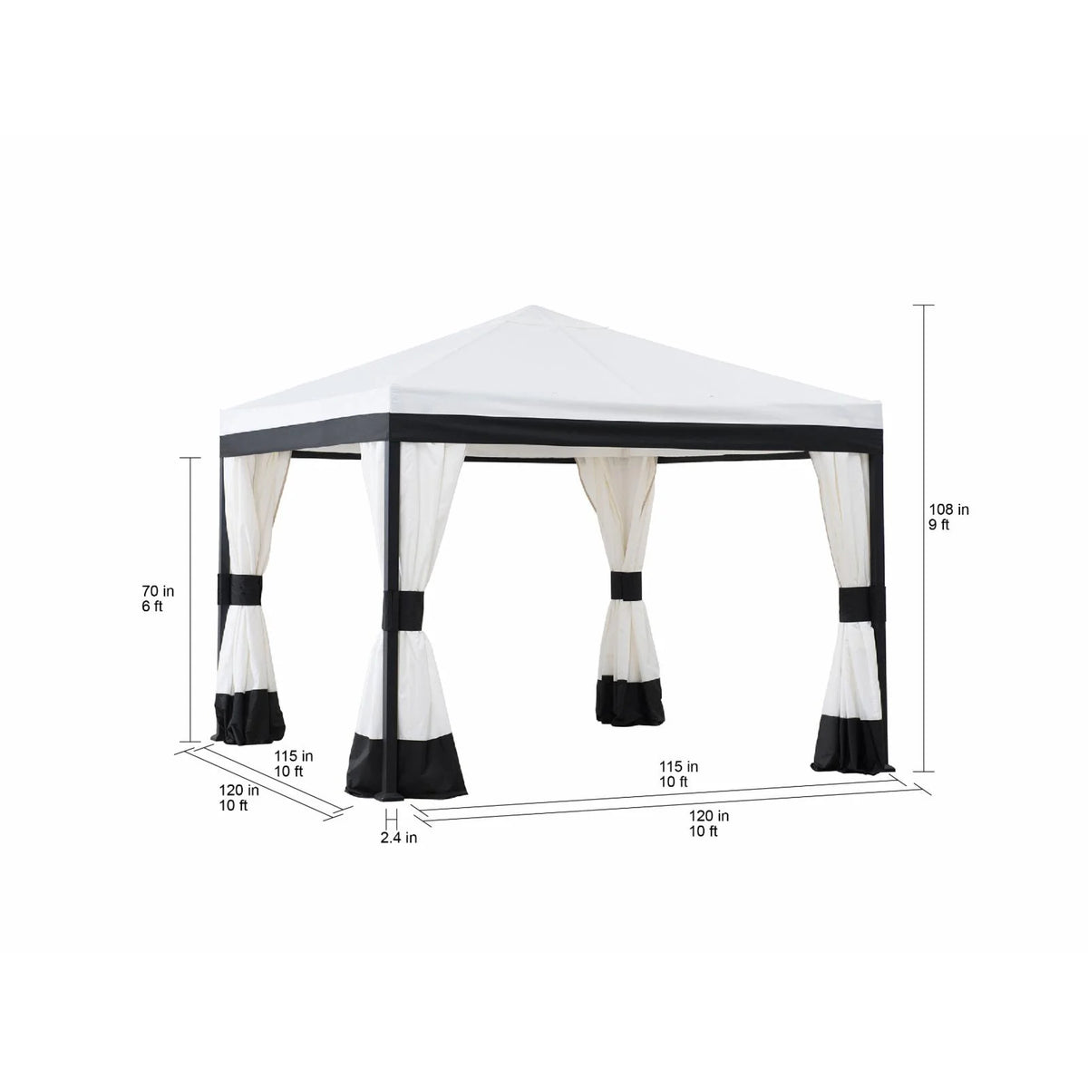Black and White Steel Gazebo X109830