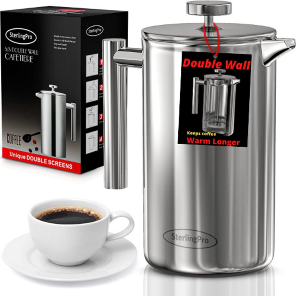 Stainless Steel French Press Coffee Maker 1.75L Pack of 2 X7160