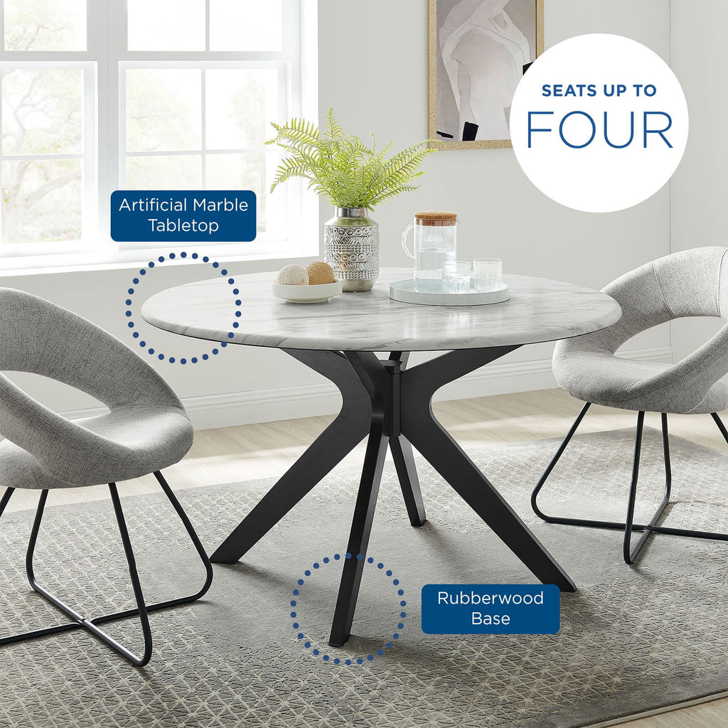 50 inch Round White Black Wood Dining Table F49852