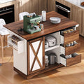 55.5" Black Mobile Kitchen Island with Drop Leaf J83225
