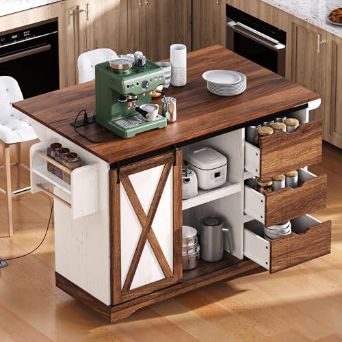 55.5" Black Mobile Kitchen Island with Drop Leaf J83225