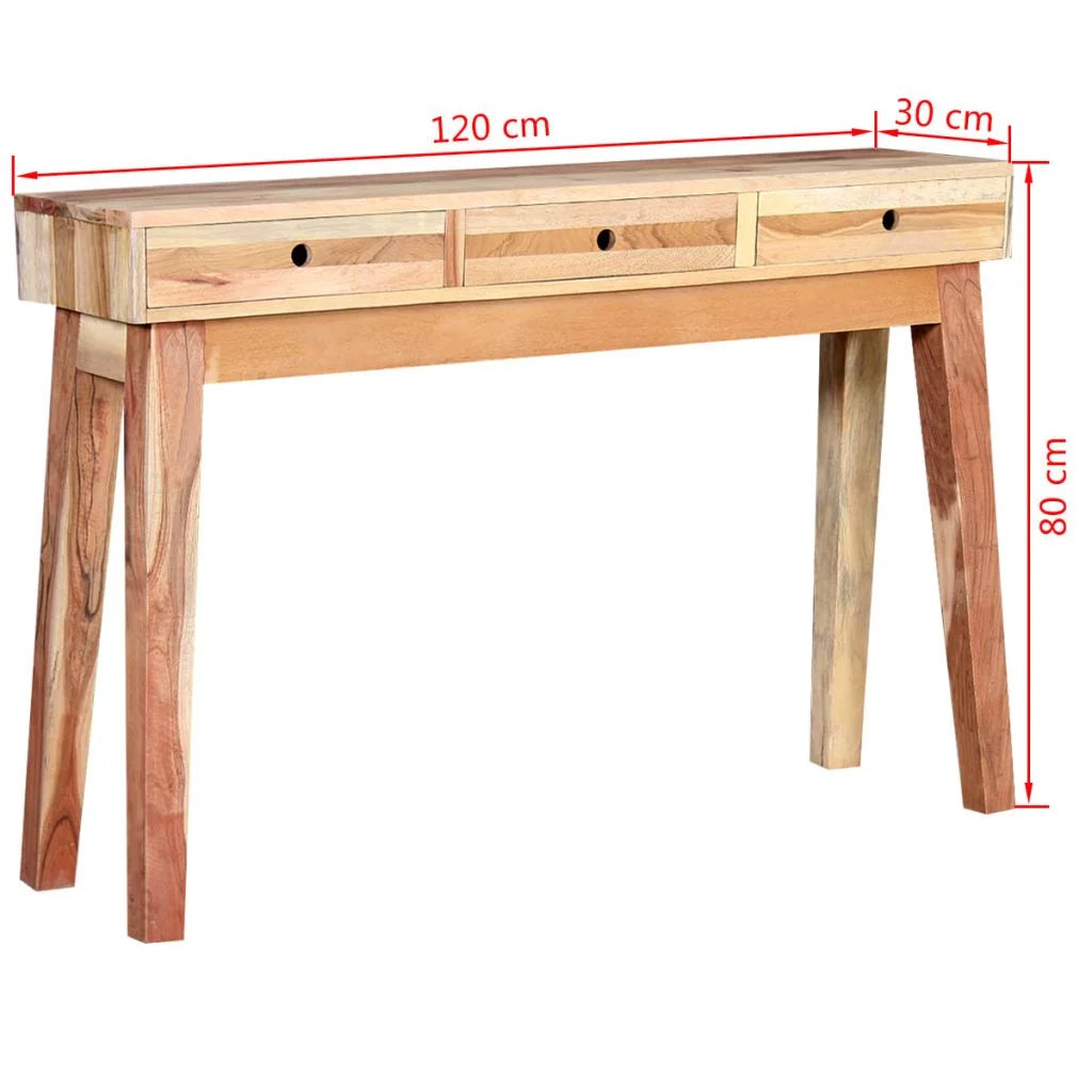 Console Table with 3 Storage Drawers Reclaimed Wood K274