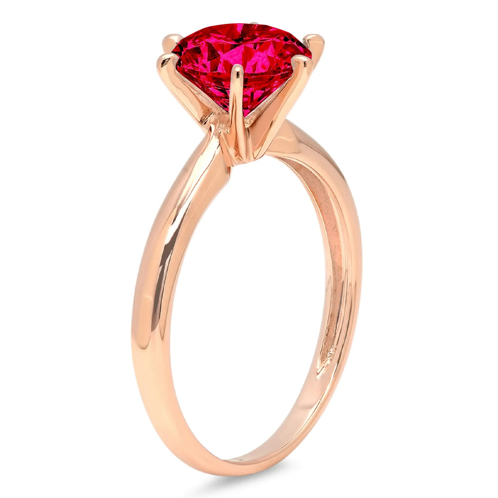 Pink Simulated Tourmaline Rose Gold Solitaire Ring Size 9 I207