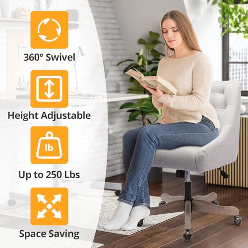 Beige Fabric Upholstered Swivel Office Chair U408902