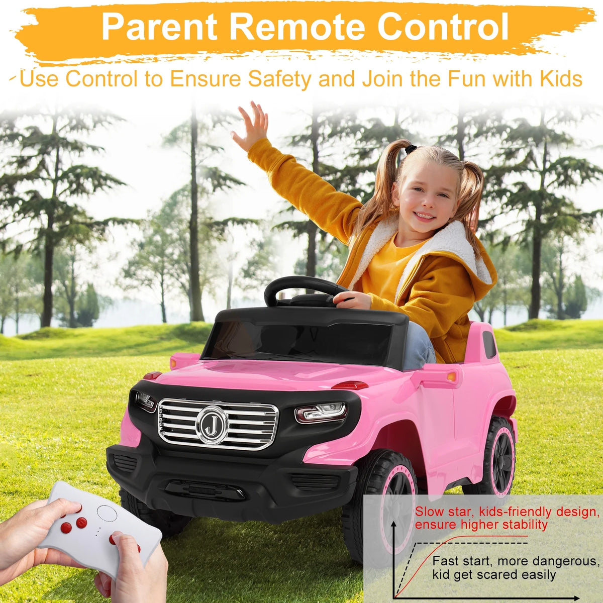 Pink Kids Ride on Car Electric Truck with Remote Control P864334