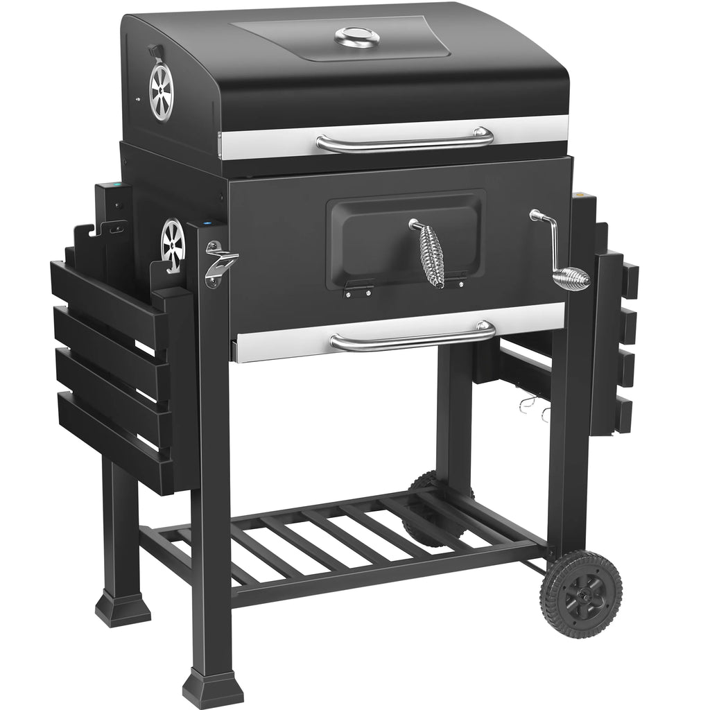 24-inch Charcoal BBQ Grill with 2 Folding Side Shelves K63406