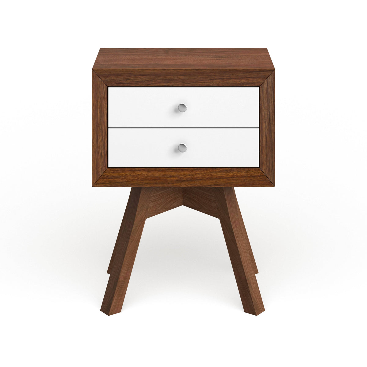 Walnut and White Two-Tone Nightstand S98603