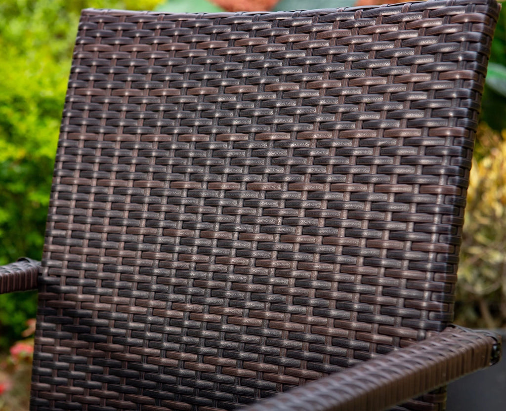 7-Piece Outdoor Patio Dining Set with Metal Table and 6 Rattan Cushioned Armchairs, Navy Blue A1345