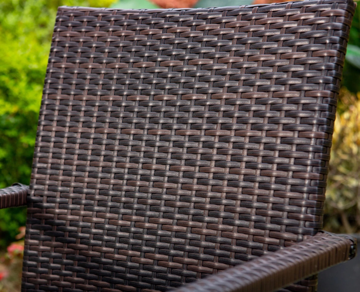 7-Piece Outdoor Patio Dining Set with Metal Table and 6 Rattan Cushioned Armchairs, Navy Blue A1345