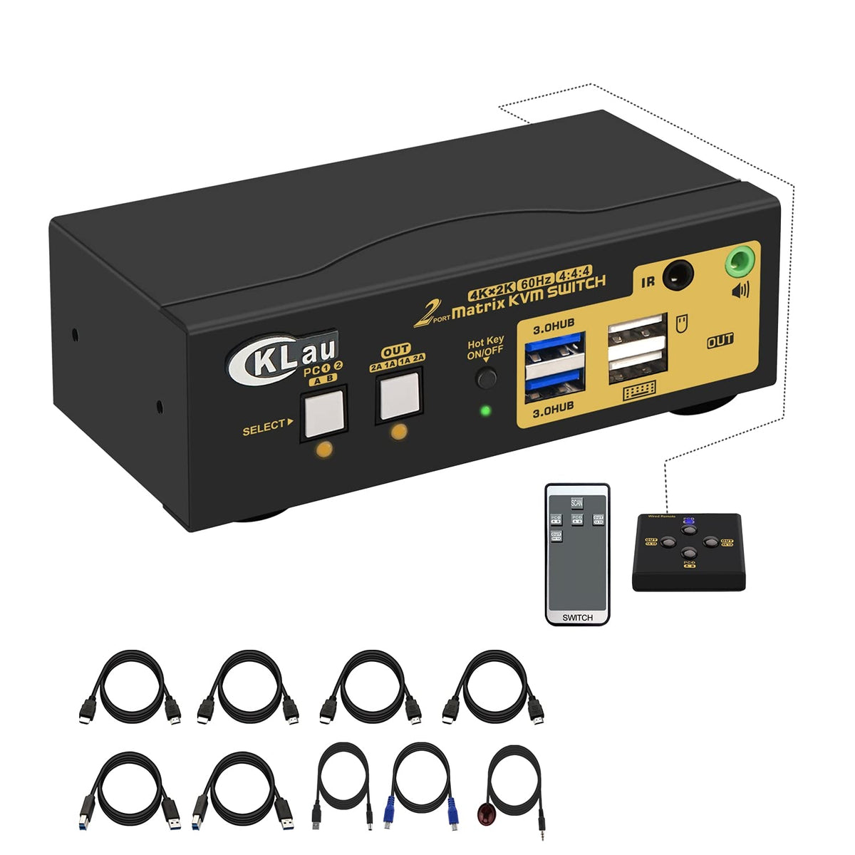 KVM Switch HDMI 4 Port with USB Hub, Audio and 4 KVM Cables R97293