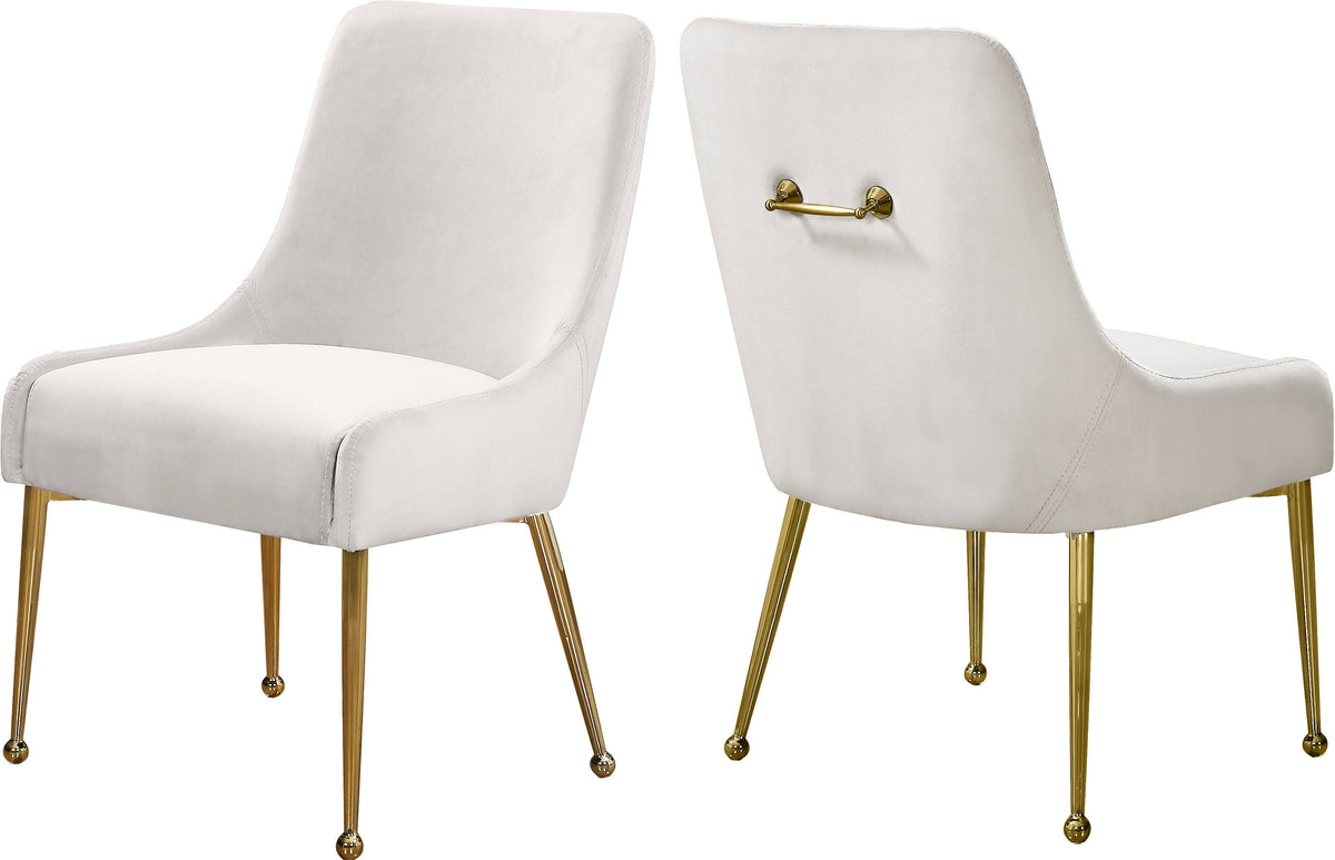 Cream Velvet Dining Chair Set of 2 C7922