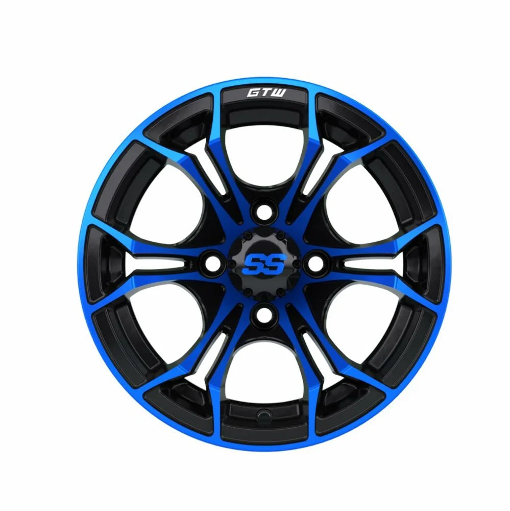 12 inch Blue/Black Wheel with Street Tire Set of 4 V170