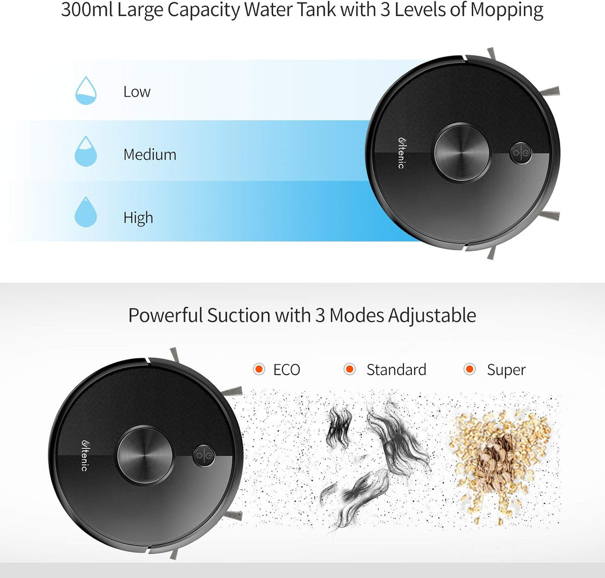 Robot Vacuum Cleaner and Mop, 3000Pa Suction, 150Mins Runtime S22453