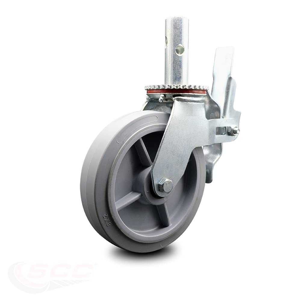 8 Inch Black Rubber Swivel Caster on Cast Iron Wheel, 600 lbs. Capacity, Pack of 2 V6460
