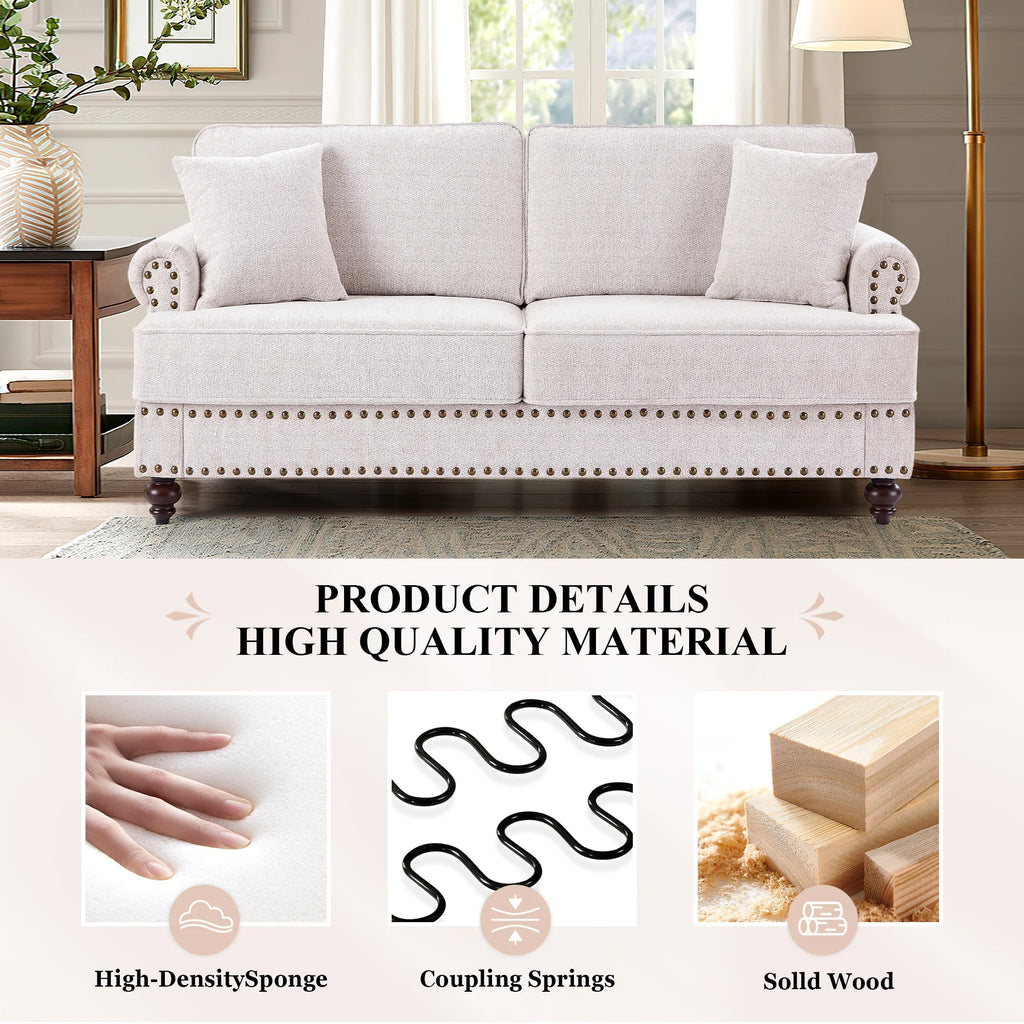 White Chenille 2 Seater Loveseat Sofa Z890