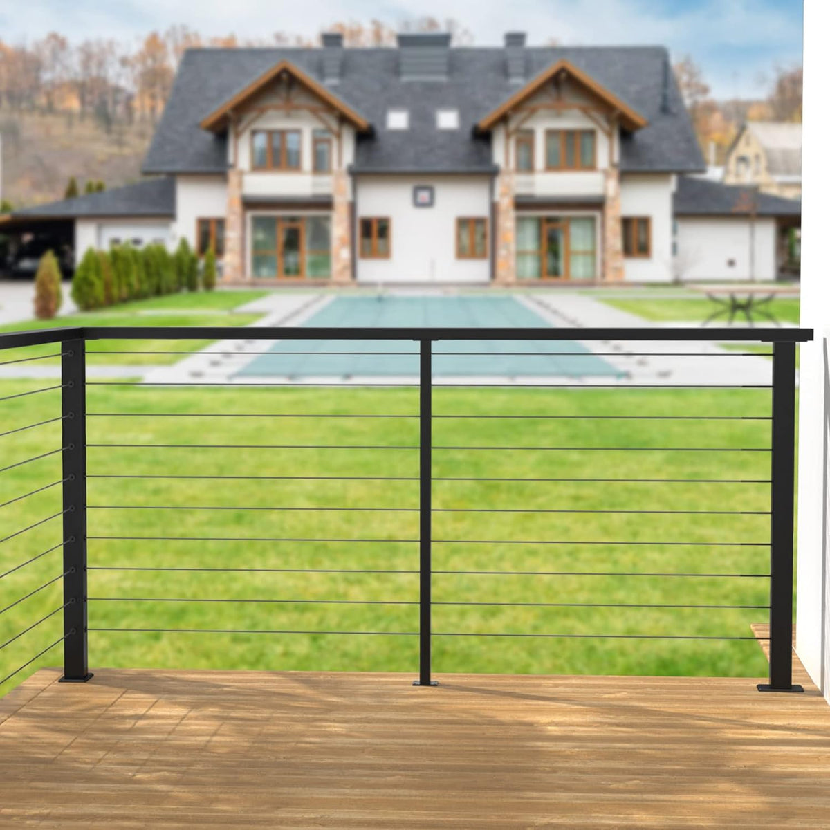 Black 30 Degree Stainless Steel Cable Railing Post B24086