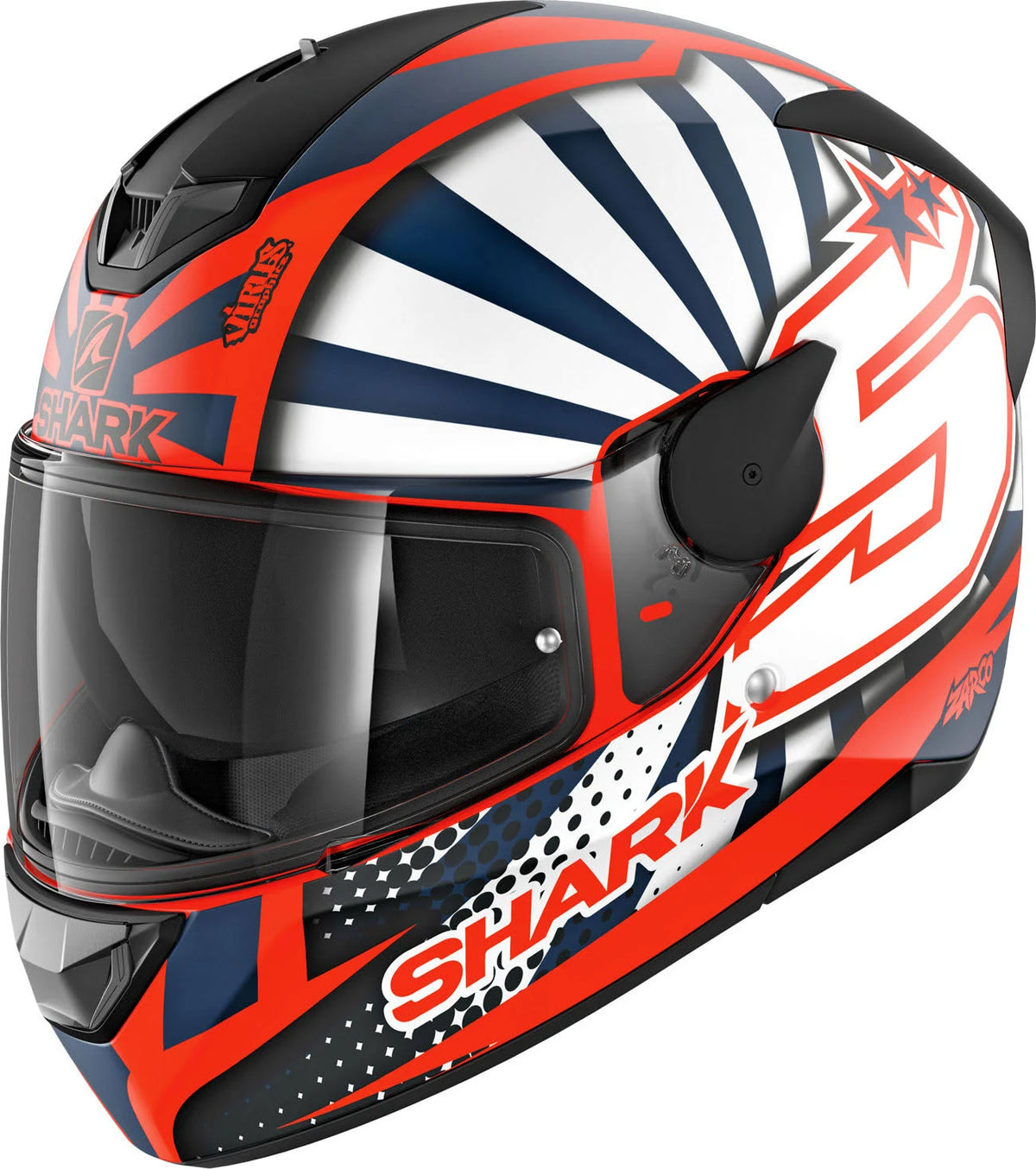 Orange White Blue Mat Motorcycle Helmet Y153203