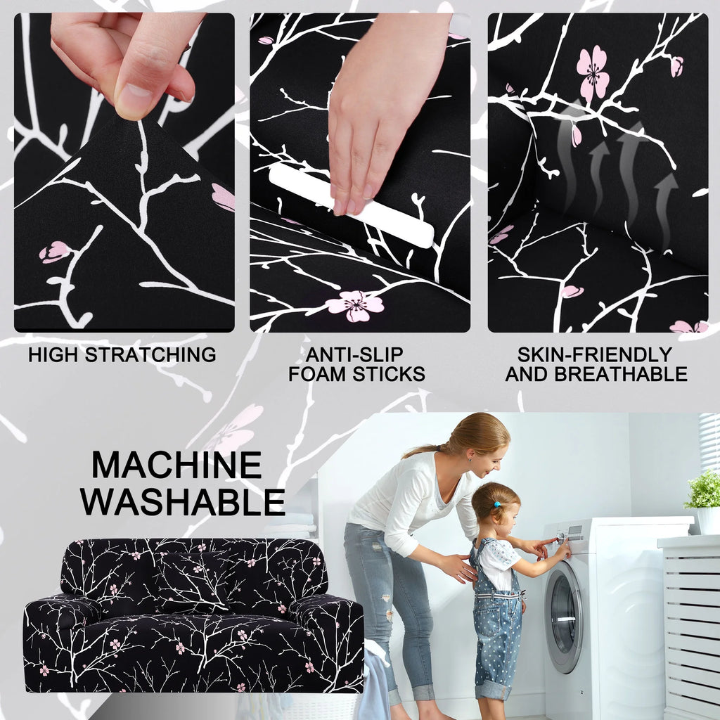 Black White Branches Sofa Slipcover F8116