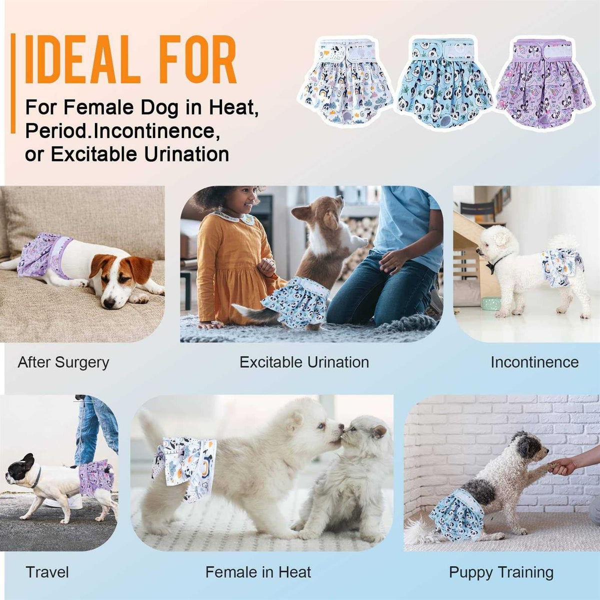 Washable Female Dog Diapers 3 Pack Reusable C165120