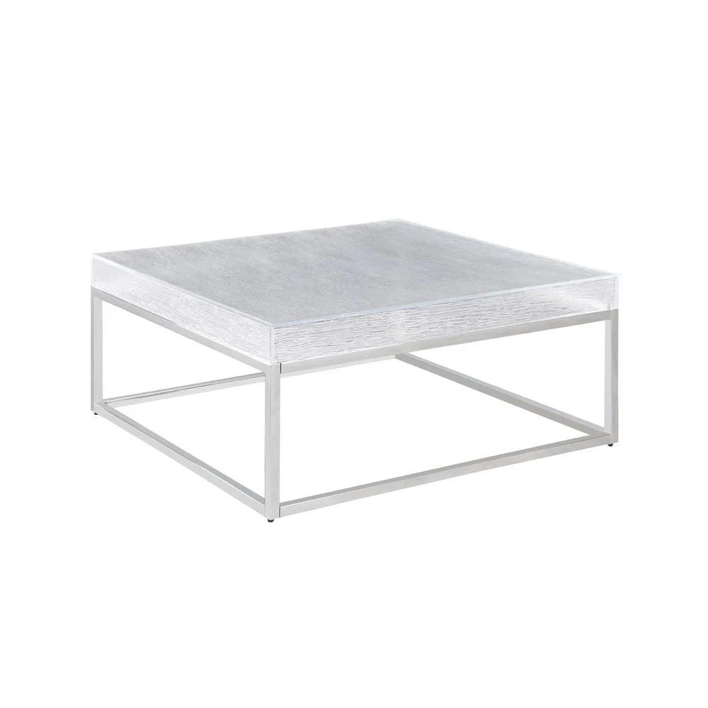 Contemporary Square Cocktail Table with Acrylic Top & Steel Frame J970