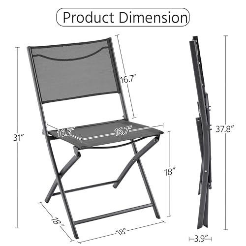 Black Set of 4 Metal Folding Dining Chairs W170796