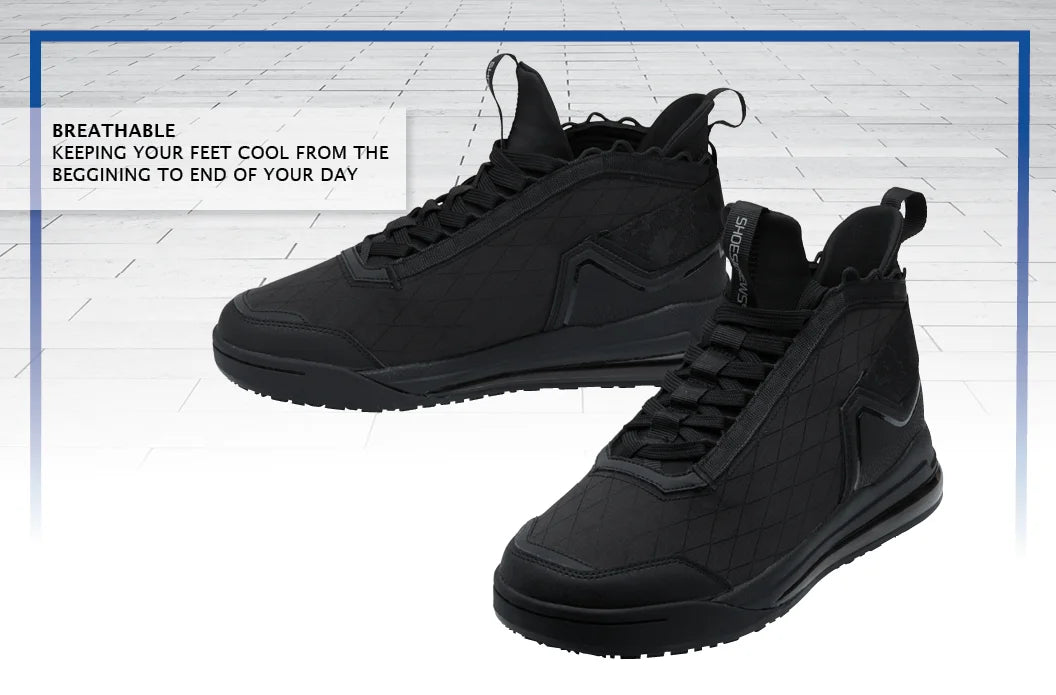 Black Water Resistant Slip Resistant Work Sneakers I344