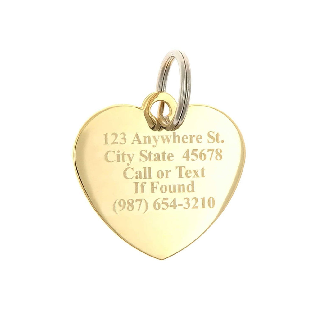Custom Engraved Gold-Plated Heart Rhinestones Pet ID Tag H750