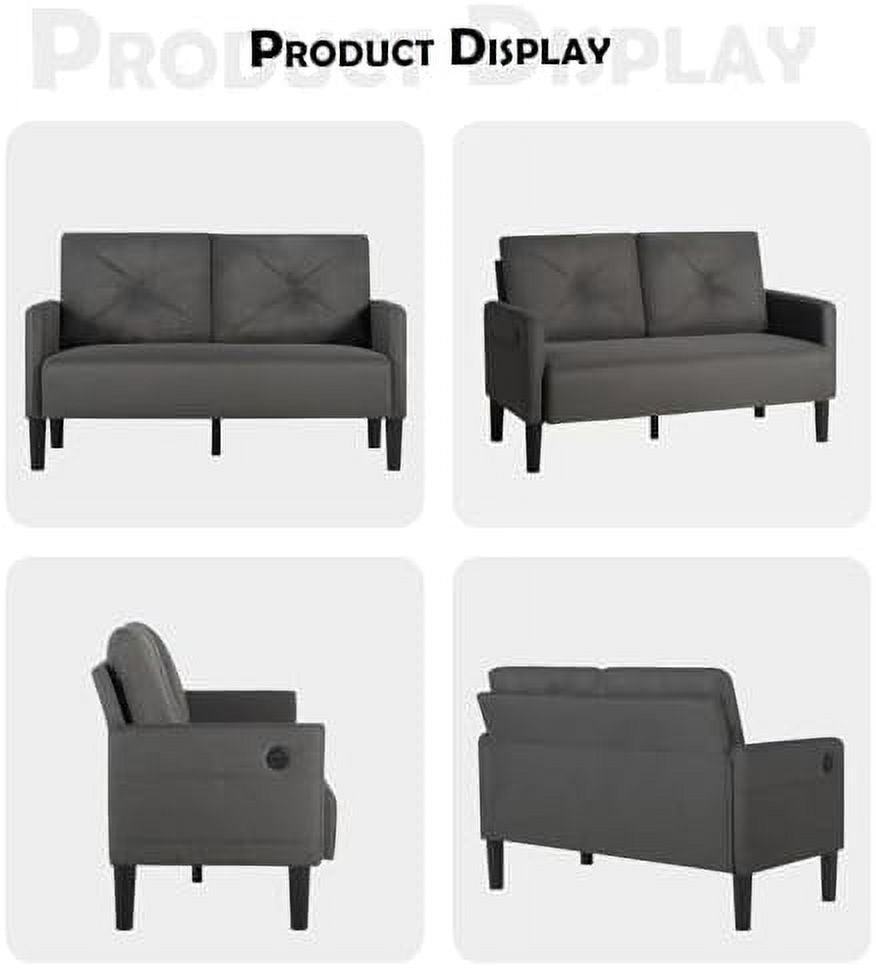 56" Tufted 2 Seater Sofa with Charger Port D6807
