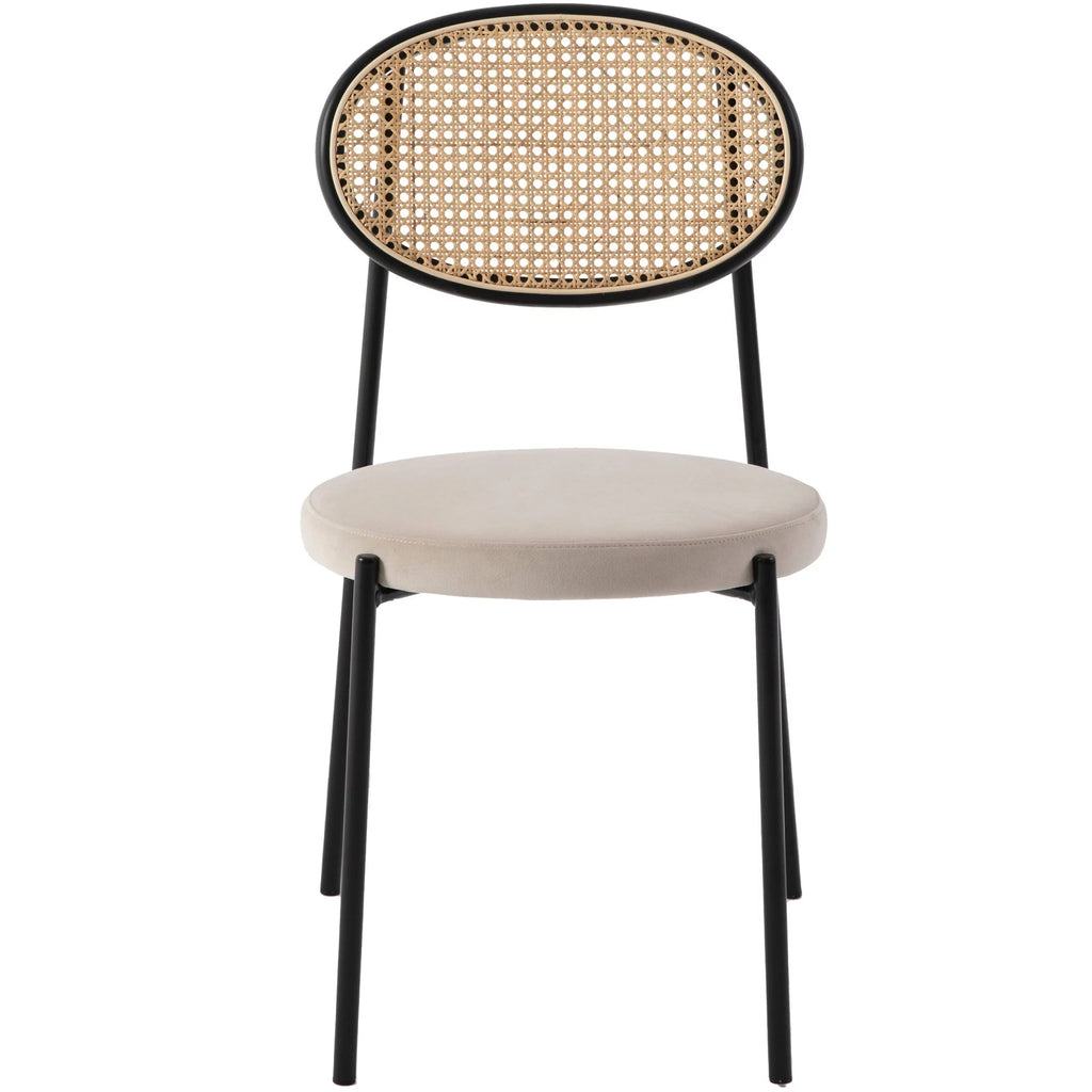 Beige Wicker Dining Chair with Steel Frame A71142