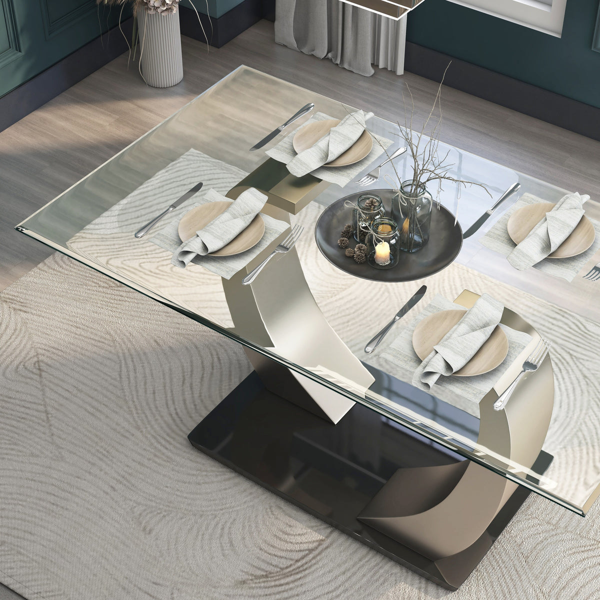 60-inch Glass Top Dining Table S39064