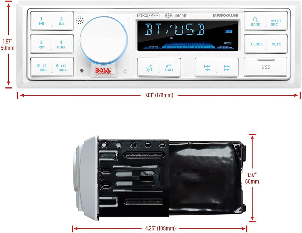 Marine Stereo & Four Speakers Boat Audio Bundle with Bluetooth R1948