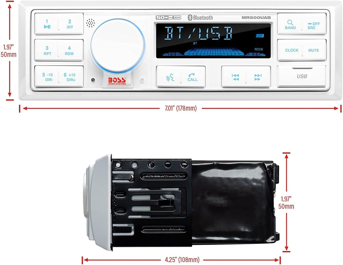 Marine Stereo & Four Speakers Boat Audio Bundle with Bluetooth R1948